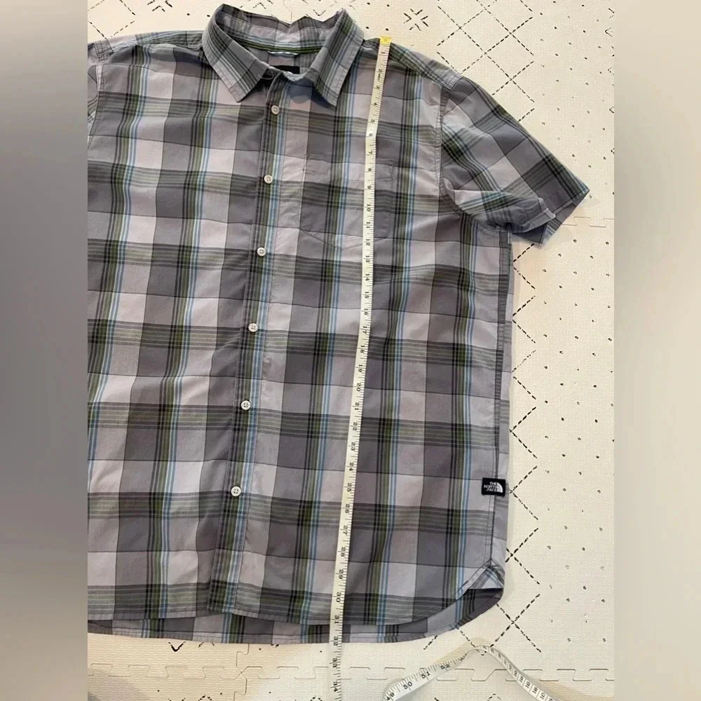 🌼 clearance The North Face XXL Gray Green‎ Plaid Short Sleeve Button Up Shirt
